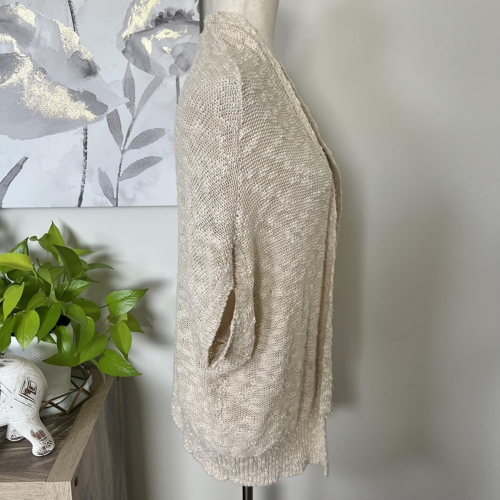 Silence + Noise Cardigan Sweater Womens Small Beige‎ Open Knit Dolman Boho - Picture 4 of 7